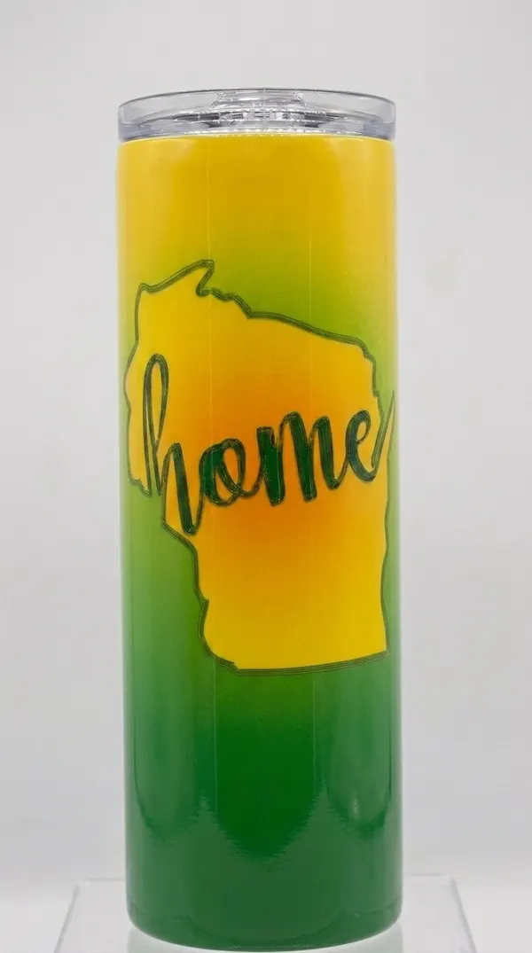 Wisconsin 'home' green and gold tumbler